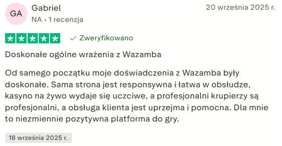 Obsługa klienta Wazamba Casino - pozytywna recenzja